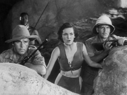 Neil Hamilton with Maureen O’Sullivan and Paul Cavanaugh in Tarzan the Ape Man (1932): “Only Tarzan can save us now!” 